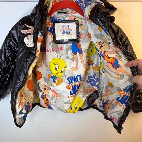 Members Only Space Jam‎ A New Legacy Lola Bunny Puffer Jacket Black Kids 4 - Picture 5 of 15